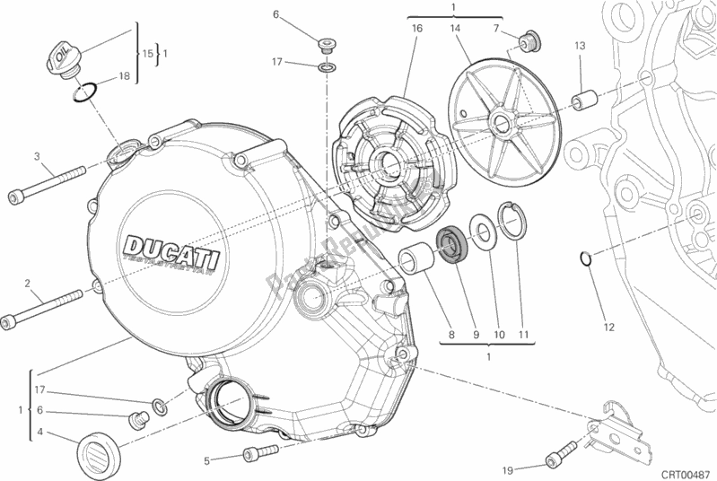 Toutes les pièces pour le Couvercle D'embrayage du Ducati Multistrada 1200 S Touring Brasil 2015